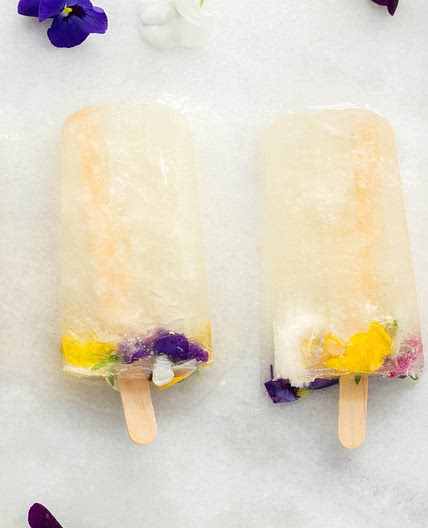 Champagne Popsicles with St. Germain & Edible Flowers Recipe