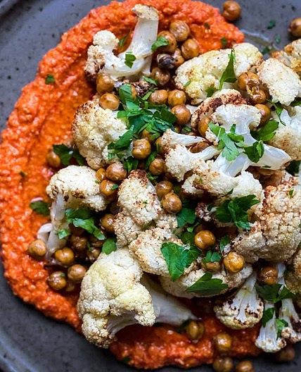 Air Fryer Cauliflower and Roasted Chickpeas