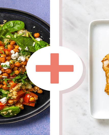 Roasted Chickpea, Chicken and Bulgur Salad with Mint and Feta