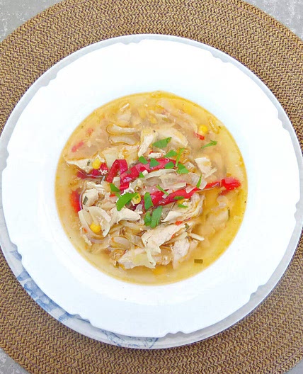 Chicken, Sweetcorn and Cabbage Crockpot Soup (Low Fat, Clean and GF)