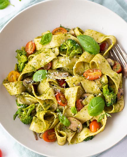 Pappardelle Pesto with Vegetables
