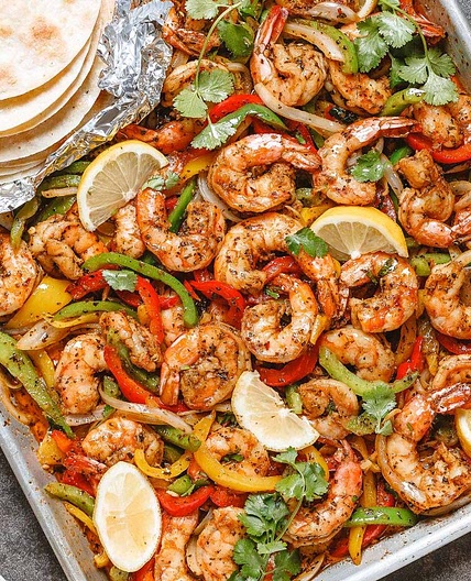 Sheet Pan Shrimp Fajitas