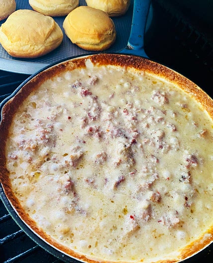 Traeger Biscuits and Sausage Gravy