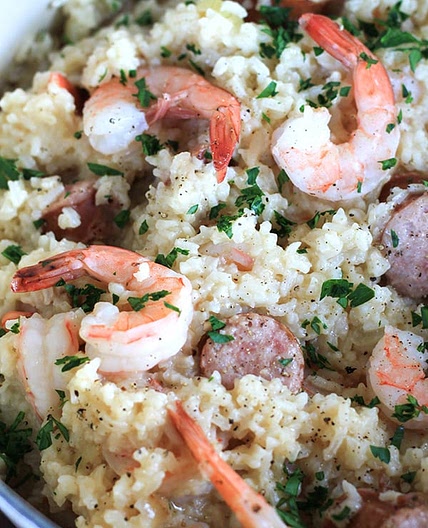 One Pot Sausage and Shrimp with Rice