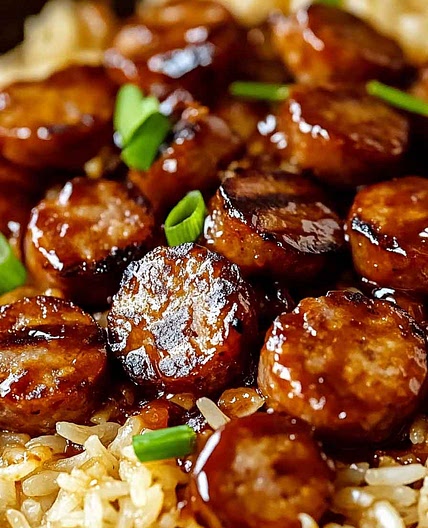 One Pan Sweet And Tangy Bbq Sausage Rice