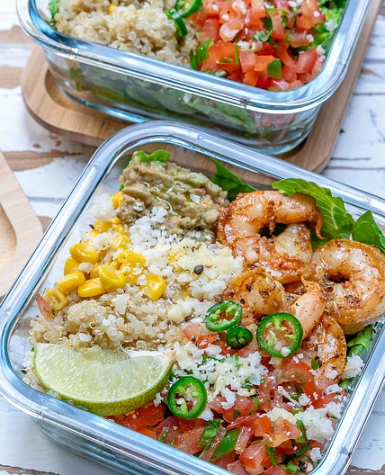 Quinoa Shrimp Burrito Bowls