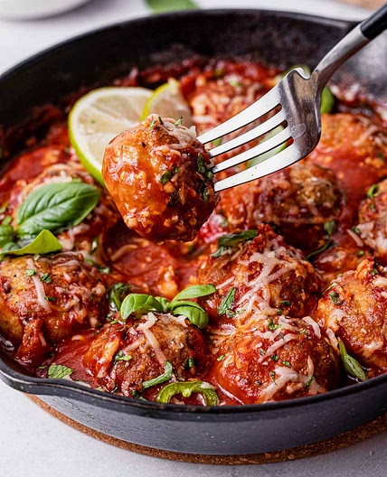 Cheesy Enchilada-Style Meatballs