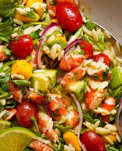 Prawn Mango Avocado Summer Salad with Lime Dressing