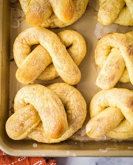 Homemade Cinnamon Sugar Soft Pretzels