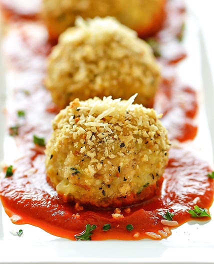 Chicken Parmesan Stuffed Meatballs