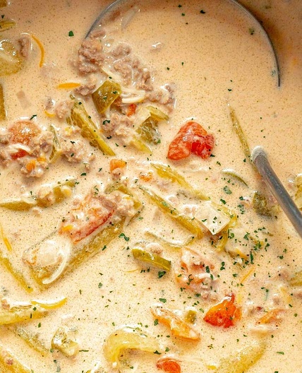 Green Chile Cheeseburger Soup