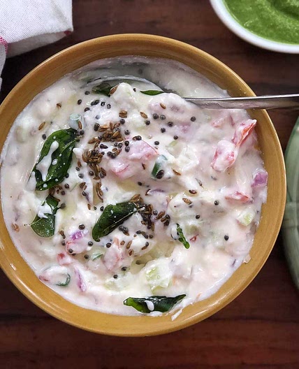 Tomato Onion Tadka Raita Recipe