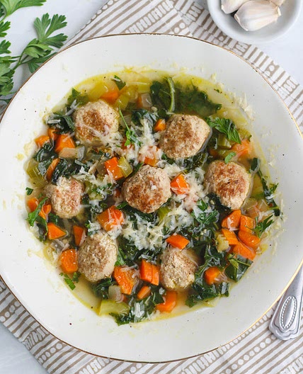 Italian Wedding Soup with Turkey Meatballs & Kale