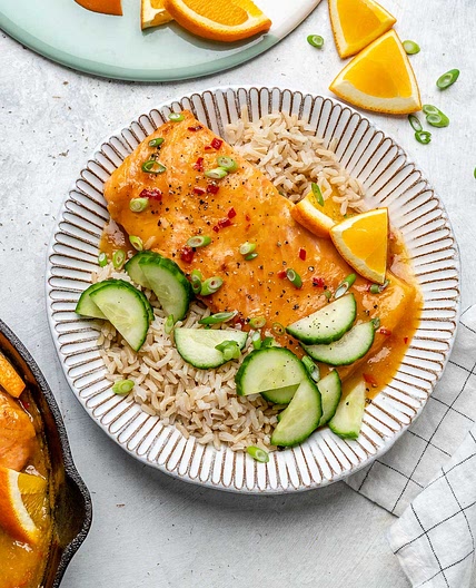Sweet + Spicy Saucy Orange Salmon