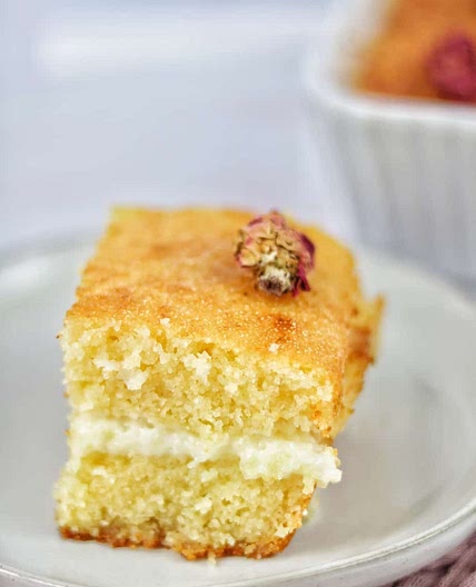 Basbousa with Cream (Hareesa Recipe)