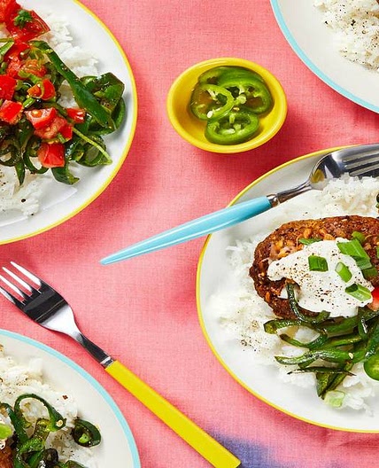 Cheesy Stuffed Mexican Meatloaves with Rice and Pickled Jalapeño