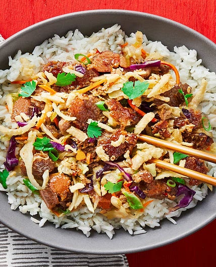 Sweet Chili Pork & Cabbage Stir-Fry with Cilantro & Crispy Fried Onions