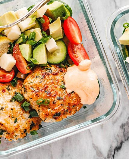 Meal Prep Chicken Patties & Veggie Salad