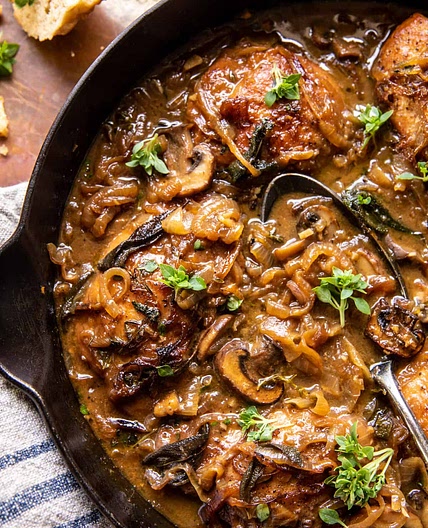 Cider Braised Chicken with Caramelized Onions