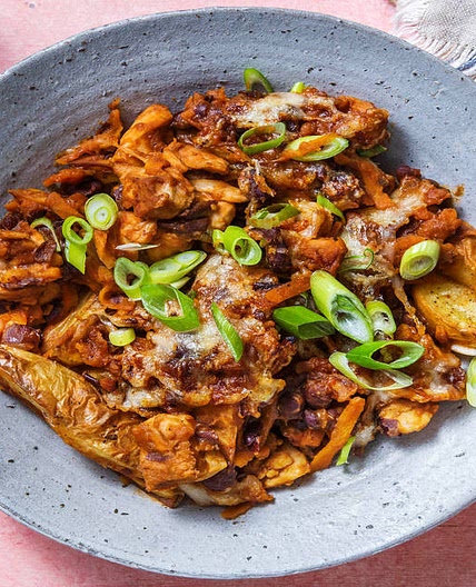 Smokey BBQ Chicken and Blackbean Loaded Wedges With Cheese