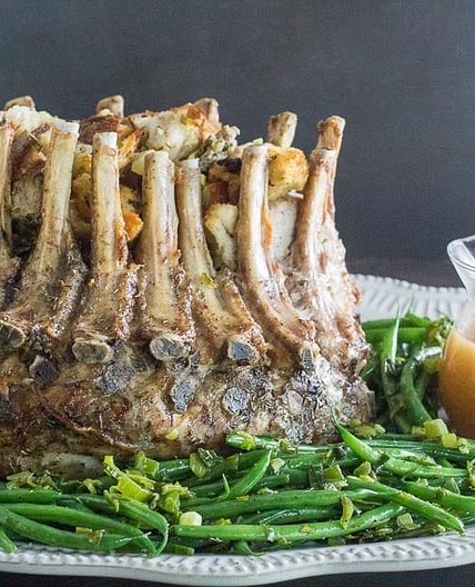 Low FODMAP Crown Roast of Pork with Sourdough Apple & Sausage Stuffing
