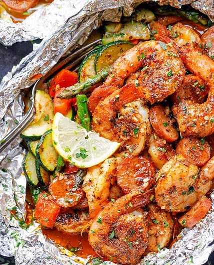 Cajun Sausage Shrimp Foil Packs