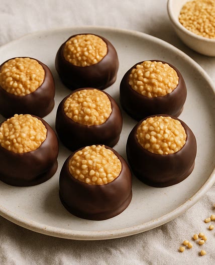 Crispy Millet and Peanut Butter Buckeyes