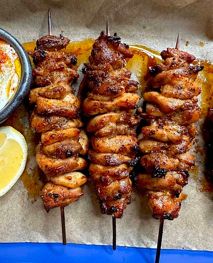 Lemon Pepper Chicken Souvlakia (Skewers)