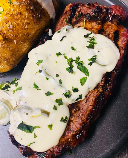 Steak with Jalapeno Popper Cream Sauce