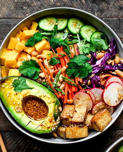 Spring Roll Bowls with Crispy Tofu