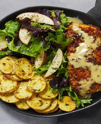 Pecan-Crusted Trout with an Apple-Studded Salad & Thyme-Roasted Potatoes