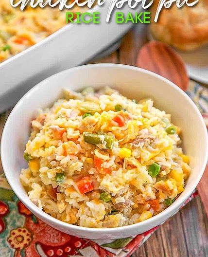 Chicken Pot Pie Rice Bake
