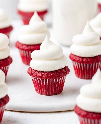 Mini Red Velvet Cupcakes with Cream Cheese Frosting