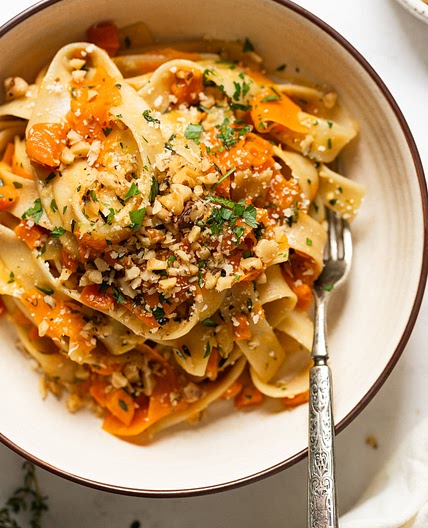 Carrot Pasta with Carrot Ribbons and Fresh Thyme