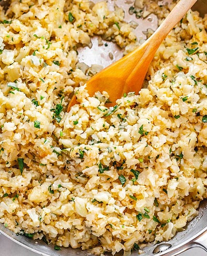Parmesan Cauliflower Rice Skillet