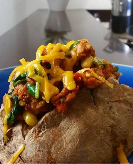 Turkey Chili Loaded Baked Potato