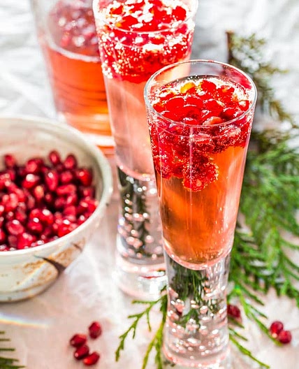 Pomegranate Elderflower Spritzers