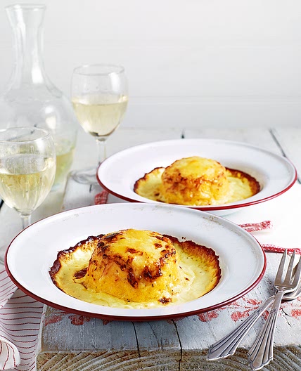 Twice-baked soufflés with Gruyère and cheddar