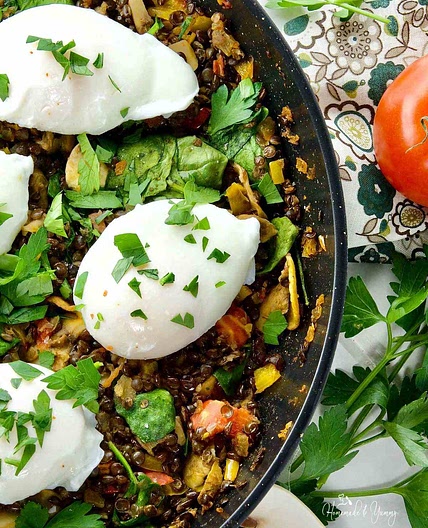 Poached Eggs and Lentils