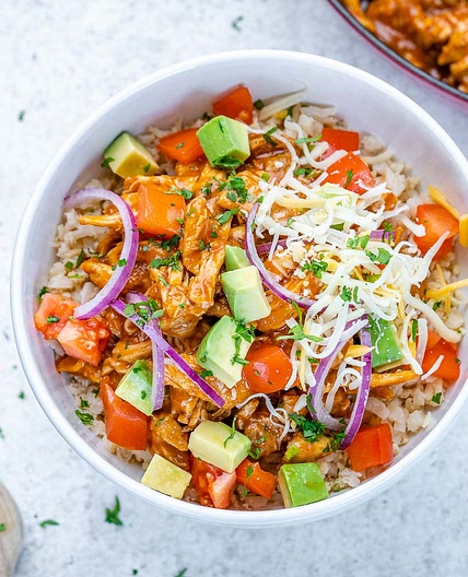 Chicken Enchilada Bowls with Cauliflower Rice