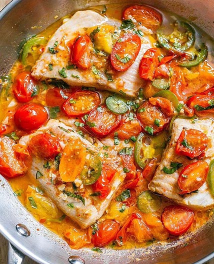 Pan-Seared Tilapia in Tomato Basil Sauce