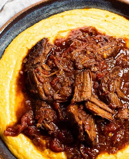 Shredded Beef with Cheesy Grits