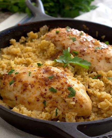 Oven Baked Honey Mustard Chicken and Rice
