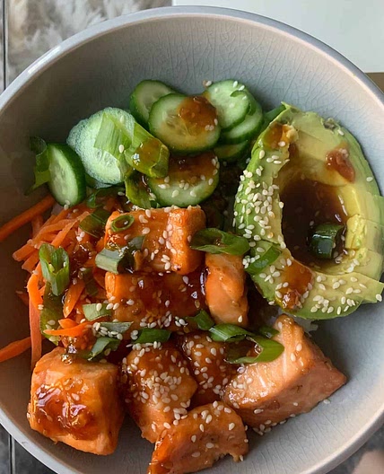 Air Fryer Teriyaki Salmon Bowl