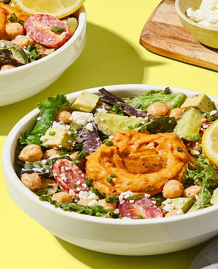 Mediterranean Power Bowls with Chickpeas, Avocado, Hummus & Feta | 2 servings