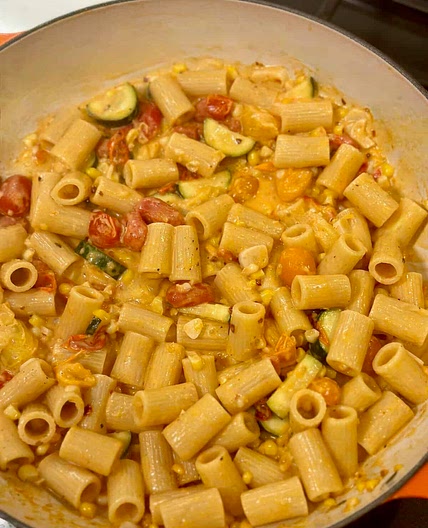 Summer Pasta with Zucchini, Corn, and Tomatoes