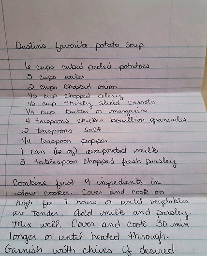 Dustin's favorite potato soup