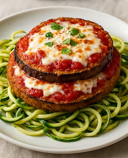 Eggplant Parmesan with Zucchini Noodles
