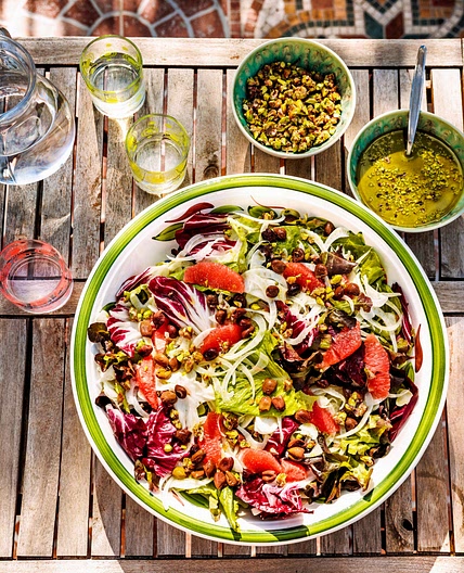 venkelsalade met krokante pistaches & pistachedressing