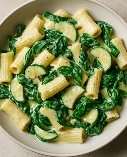 Creamy Rigatoni with Courgette and Spinach